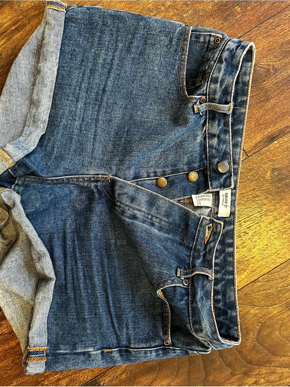 Forever 21 Dark Blue High-Rise Denim Shorts